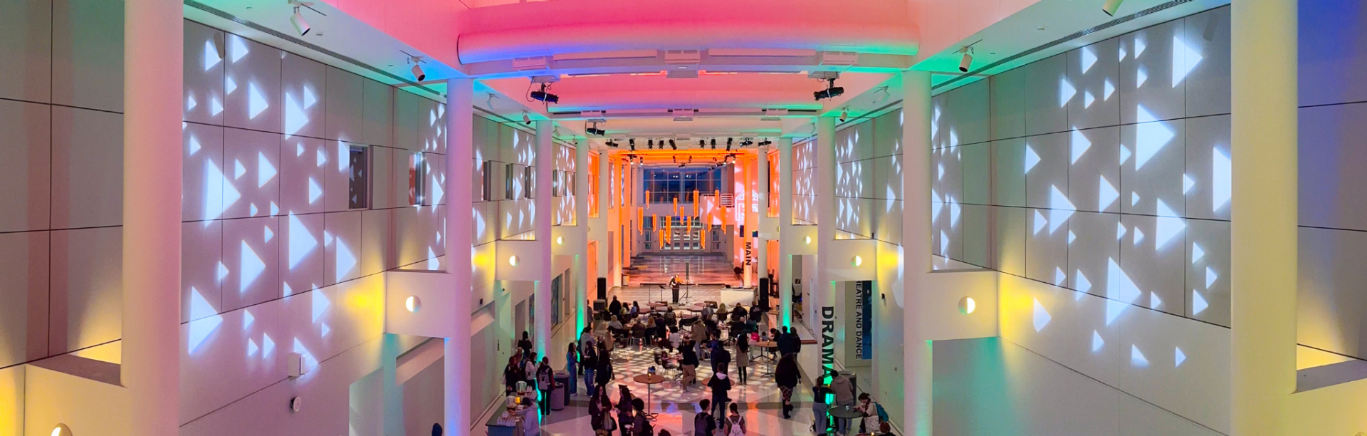 view of the cfa atrium during art in the open 2024.