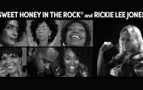 portraits of members of sweet honey in the rock next to rickie lee jones. 