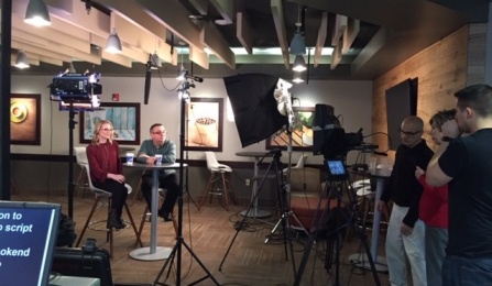 Video production set up in a classroom.
