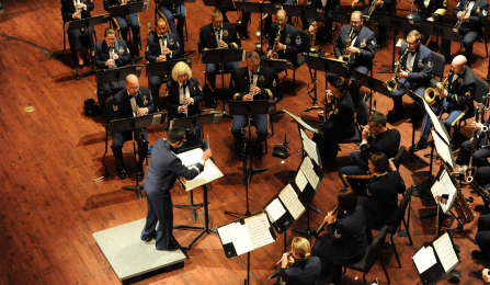 usaf heritage of america concert band performing on stage. 