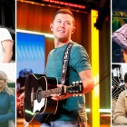 collage of artists performing at the stars with guitars acoustic concert. 